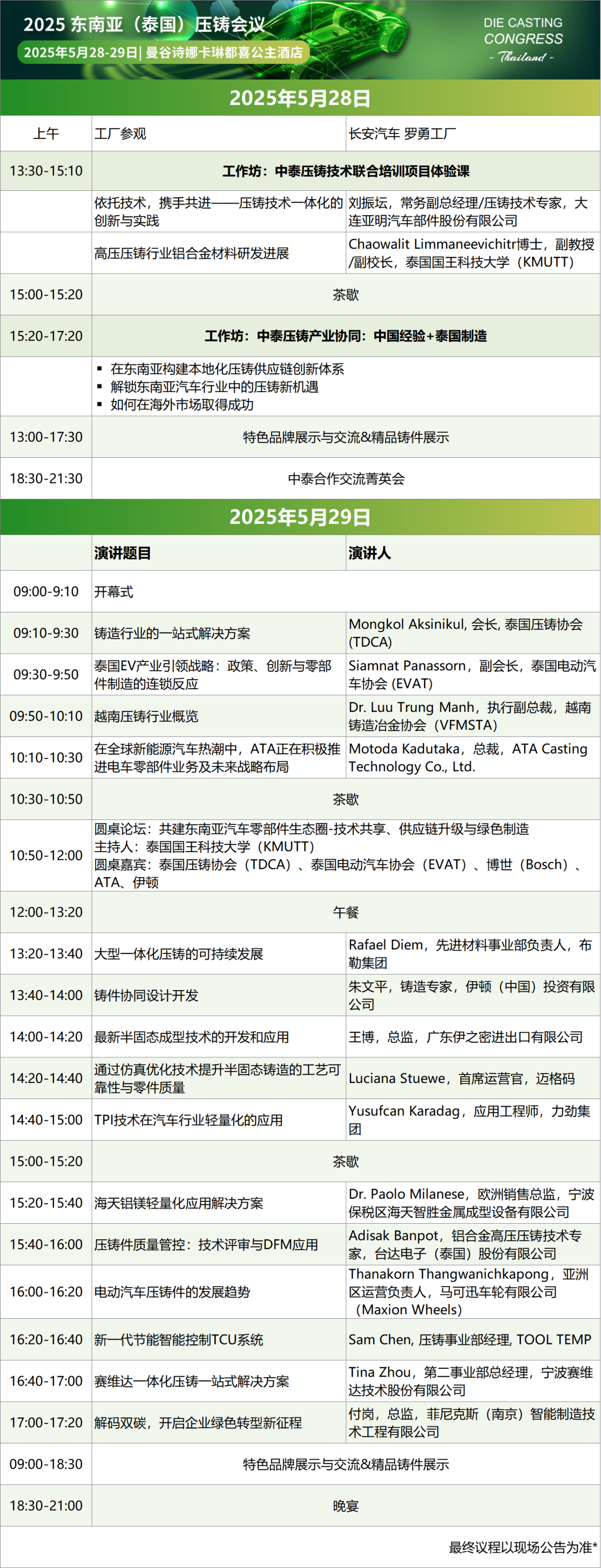 2025第二届东南亚（泰国）压铸会议即将开幕